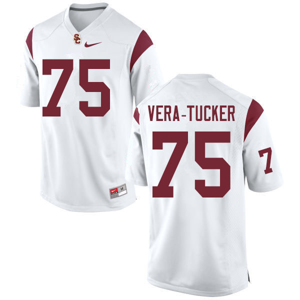 Men #75 Alijah Vera-Tucker USC Trojans College Football Jerseys Sale-White